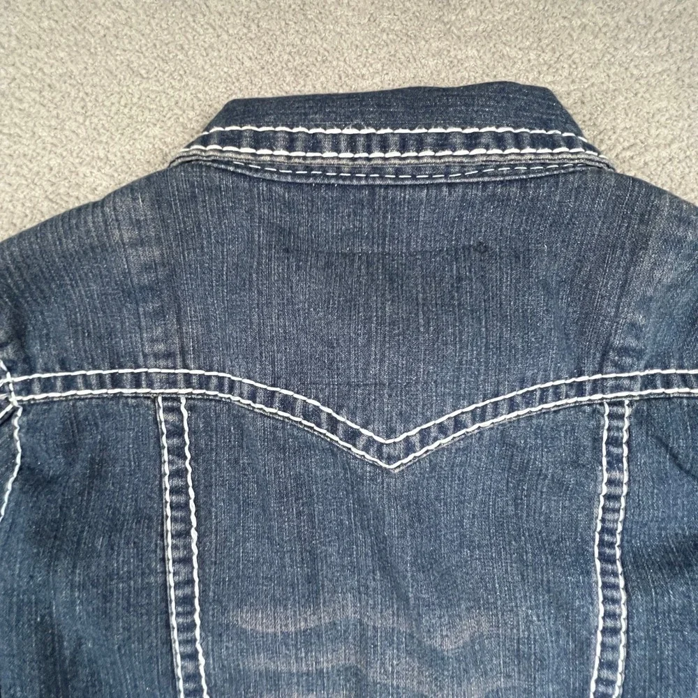 True Religion Denim Jacket Mens 3XL Blue‎ Joey Super T Big Stitch Western Y2K